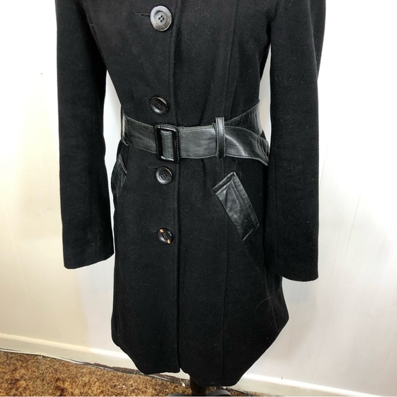 Gezipani Wool/Leather Belted Trench Jacket Sz S - Picture 4 of 13